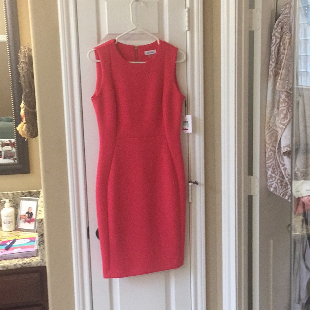 Calvin Klein scuba sheath sleeves dress
